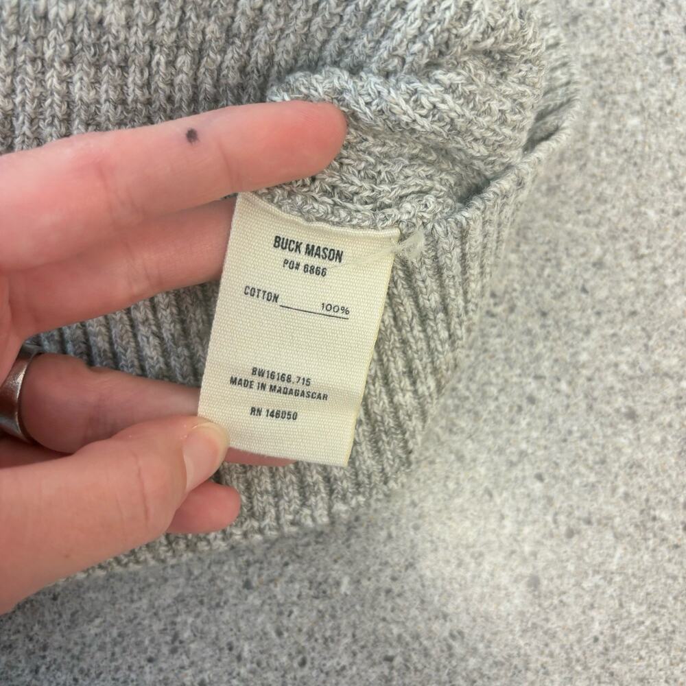 NWT Buck Mason Womens Small Gray Seafarer Cotton Shrunken Crew Sweater Fisherman - Picture 10 of 15